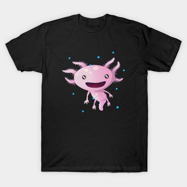 Cute Axolotl Kawaii Amphibian Kids T-Shirt by Foxxy Merch